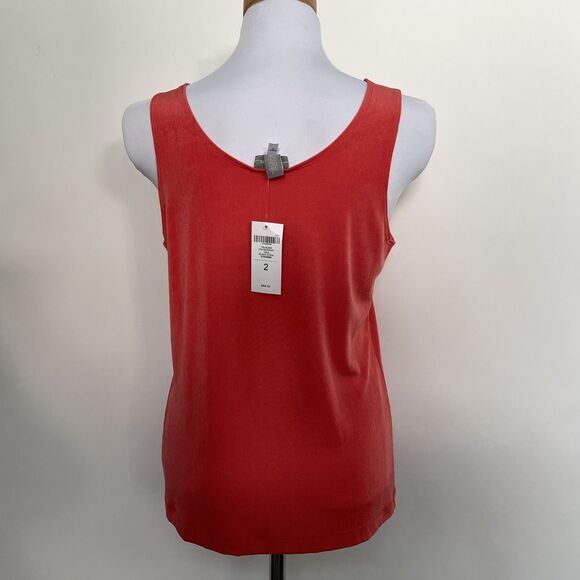 Additions by Chico's Tank Top Size 2 Large 12 Orange Coral Sleeveless NWT - Picture 3 of 7